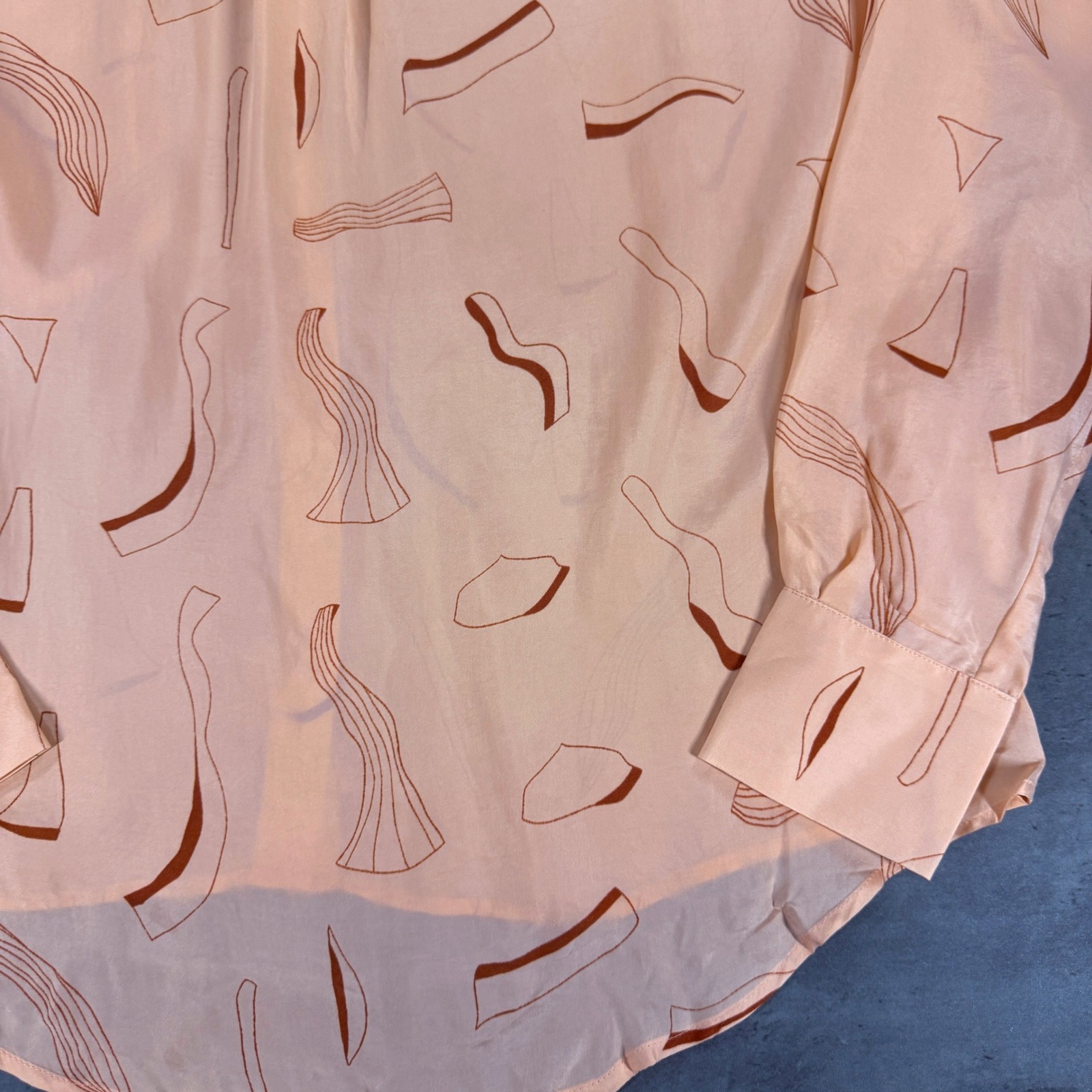 Ohsevendays Cecil Blouse Button Down Shirt Os Peach Abstract Geometric New $70 — image 7 of 8